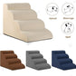4-Step Dog Stairs and Ramp for Beds or Couches,Non-Slip Sturdy Pet Steps for Small Dogs and Cats,17.4" H,Beige