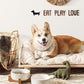 Ceramic Dog Bowls for Medium Small Dogs - 4 Cup Medium Dog Food and Water Bowls with Wood Stand, Cute Pet Dishes Set of 2, Lines+Dot