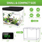 Small Fish Tank Kit, 1.8-Gal Aquarium Kit with Digital Thermometer and Temporary Tank, Self-Cleaning & 18 LED Lights, Lightweight & Shatter-Resistant Betta Fish Tank (Black)