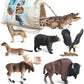 Volnau Safari Animal Figurines Toys 7PCS North America Figures Zoo Pack for Toddlers Kids Christmas Decoration Gift Preschool Educational Moose Wolf Bear Jungle Forest Woodland Set