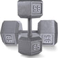 WF Athletic Supply Cast Iron Solid Hexagon Gray/Black Dumbbells, Strength Training Free Weights Set of 2 for Women and Men, Hand Weights Sold by Pairs, Multi-Select Size Options Available