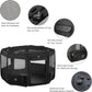 DONORO Dog Playpen Portable Pet Play Pens for Small Dog/Cat/Rabbit/Chicks, Cat Playpen Indoor/Outdoor with Carring Case, Removable Zipper Top and Bottom (Black, Large (46"x46"x23"), 8)