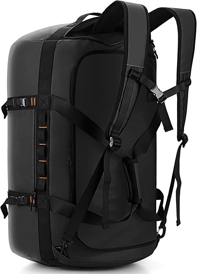 40L/60L/90L Large Waterproof Duffle Bag Backpack for Men, Mens Duffel Backpack Bags for Traveling, Heavy Duty (Black, 90l)