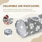 Straight Cat Tunnel for Indoor Cats 47"x12", Cute Cat Toys Collapsible Tunnel Tube with Balls for Puppy Kitten Rabbit, Grey Paw