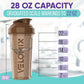 '-4 PACK- 28 oz Protein Shaker Bottle for Protein Mixes - 4x Wire Whisk | Leak Proof Shaker Cups for Protein Shakes | Protein Shaker Bottle Pack | Protein Shake Cup (Brown)