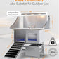 polimo Dog Washing Station, LED Professional Stainless Steel Dog Bathing Station 38", Dog Grooming Tub for Large, Medium & Small Dog - with Window, Ramp, Drawer, Floor Grate & Faucet (Left RAMP, 38")