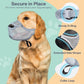 LUCKYPAW Dog Muzzle for Large Medium Small Dogs, Patented Mesh Muzzle to Prevent Biting Chewing Eating, Soft Mouth Guard with Front Opening Design for Drinking Panting (Grey, XS)