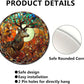 Lygond Metal Sign Tin Sign Circular Stained Glass Deer Vintage Metal Sign for Garage 8×8 Inches