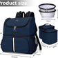 BAGLHER Pet Travel Bag, Double-Layer Pet Supplies Backpack (for All Pet Travel Supplies), Pet Travel Backpack with 2 Silicone Collapsible Bowls and 2 Food Baskets Dark Blue