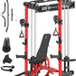 Wall Mounted Power Rack – 1600LB Capacity Compact Commercial Home Gym with Dual Cable Crossover, LAT Pulldown, Multi-Grip Pull-Up Bar & Landmine Attachment for Small Spaces, P67 Striker Red