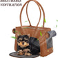 Minsong Fashion Pet Carrier Purse for Small Cat and Dog, Luxury Pu Soft-Sided Tote Bag with Large Pockets for Dogs and Puppies (Brown, 13.6" L x 6" W x 10.0" H)