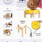 LE TAUCI Ceramic Slow Feeder Dog Bowls Elevated, 3 Cup Raised Bowl with Wooden Stand for Medium Large Breed, Slow Down Eating, Puzzle Dog Food Bowl, Star Yellow
