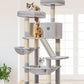 Taoqimiao Cat Tree 57.5-Inch, Cat Tower for Indoor Cats Large Adult, Extra Large Cat Condo, 8 Sisal Scratching Posts, Metal Frame Cozy Hammock, Durable Scratch Board, 2 Top Perches, Light Gray MS026W