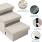 Dog Stairs for Small Dogs with Storage and Condo, 14" H Foldable Pet Stairs for Small Medium or Puppy Dogs and Older Cats, Dog Steps for Bed or Couch, 13x27x14 inch, 3 Tiers, Beige