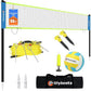 Portable Outdoor Volleyball Net Set for Backyard Beach with Adjustable Poles, Soft PU Volleyball & Pump, Carry Bag and Durable Anti-Sagging Net