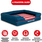 The Dog’s Bed, Medium Blue Oxford with Red Trim USA Flag Dog Bed with Central Flag 30x23.5, Memory Foam, Pain Relief, Post Surgery, Waterproof Washable Cover Cover, Veterinary Approved