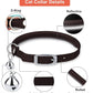 OOPSDOGGY Rolled Leather Cat Collar with Bell, Reflective Kitten Collars with Buckle Include Safety Elastic Strap - Adjustable Small Pet Collars for Boy Girl Cats (Dark Brown)