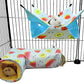 Large Caliber Guinea Pig & Rat Tunnel Hideout & Hammock, Corner Hideout Toy for Guinea Pig, Ferret, Hedgehog & Piggy to Hide and Shuttle (3. Hammock&Tunnel-Watermelon)