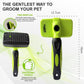 Pet Self Cleaning Slicker Brush and Grooming Comb - Gently Removes Loose Hair, Tangles, and Dirt - Skin Friendly Deshedding Grooming Tool for Hair Dogs & Cats - Pet Supplies Accessories (Green)