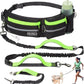 Hands-Free Waist Leash with Pouch for Two Dogs: Reflective Stitching, Dual Handle & Bungee Retractable Design – Ideal for Medium to Large Dogs (Green) – Dog Walking Accessories