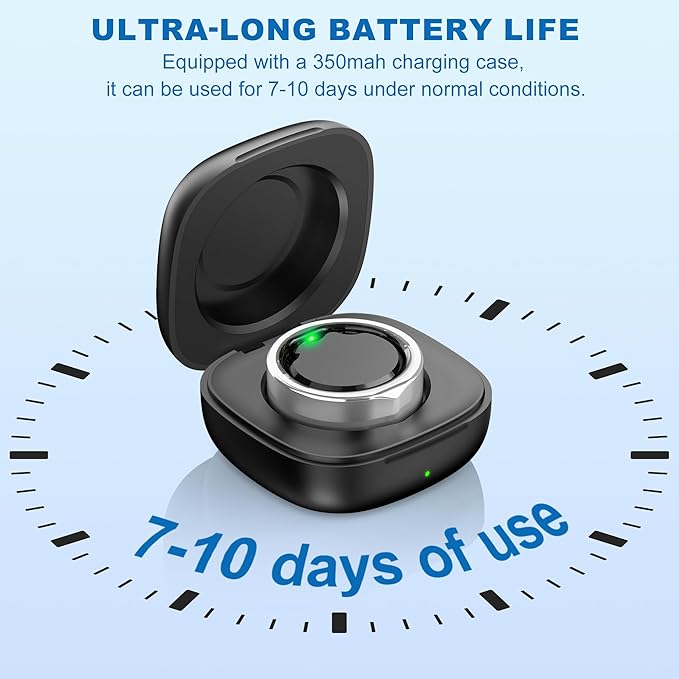 Smart Ring for Women Men - Titanium Health Fitness Tracker Ring with Heart Rate, Step Counting, Calories, Sleep & Stress Monitor for iPhone and Android, No Subscription Fee (Sliver, 7)