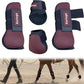 Horse Tendon Boots Set of 4 Open Front & Fetlock Boot for Horses Professional Sport Protection Impact-Absorbing Equine Leg Support for Jumping, Riding, Training (Wine Red, Full)