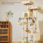 Taoqimiao Cat Tree, 71-Inch Cat Tree Cat Tower for Indoor Cats, Plush Multi-Level Cat Condo with 10 Scratching Posts, 2 Perches,Basket, 2 Caves,Hammock, 2 Pompoms,MS020M Beige