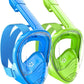 QingSong Kids Snorkel Mask Full Face, Snorkeling Set with Camera Mount, Foldable 180 Degree Panoramic View Snorkeling Gear Anti-Fog Anti-Leak