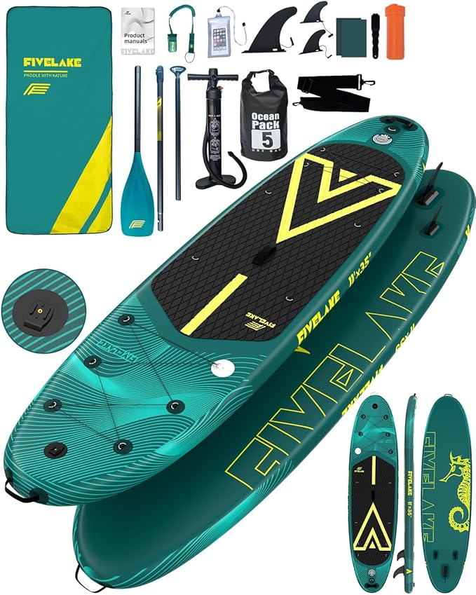 Inflatable Stand Up Paddle Board 11' x 35'' x 6'' Wide Stable Design,SUP Paddleboard Capacity 430lb for Adults Youth 120L Backpack,Carrying Strap,Double Action Pump,Waterproof Bag