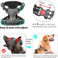 Timos Dog Harness Large Sized, No Pull with Neck Lockable Snap,No Choke Front Clip Dog Reflective Harness,Adjustable Metal Rings 3 Buckles,Easy Control Handle for Large Dogs Gray XL