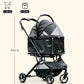 4 Wheels Pet Stroller, Dog Stroller for Small/Medium Dogs and Cats up to 33 lbs, One-Click Fold & Draggable, Removable Carrier, Zipperless Entry, Mesh Windows, Black