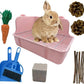11Pcs Rabbit Litter Box Toilet,Bunny Corner Litter Bedding Plastic Square Grate Guinea Pig Bunny Ferret Hamster Hedgehog, Potty Trainer Bedding Box for Guinea Pig Ferret Hamster Hedgehog (Pink)