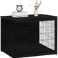 DWANTON Dog Crate Furniture with Cushion, Wooden Kennel Table with Double Doors, Indoor Dog House, Extra Large Size, 43.3" L, Black