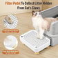 Cat Litter Box Step Ramp, Cat Litter Catcher Mat with Wooden Feet, Filter Function, Cat Pedal Stool for Self-Cleaning Cat Litter Box, Ideal for Kitten & Elderly Cats (White)
