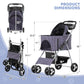Magshion Foldable Pet Stroller, 3-in-1 Dog Travel Jogger with Detachable Carrier, Cup Holder, Storage Basket, Folding Carrier for Small/Medium Dogs & Cats Up to 33 lbs, Plaid