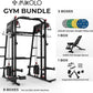 Mikolo Smith Machine, 2200lbs Squat Rack with LAT-Pull Down System & Cable Crossover Machine, Training Equipment with Leg Hold-Down Attachment