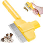 Pet Hair Removal Comb,New Cat Brush with Release Button,Pet Grooming Brush for Short&Long Pet Hair,Deshedding Brush for Pet (yellow)