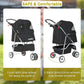 Pet Stroller Dog Stroller Portable Travel 3 Wheel Foldable Cat Stroller with Storage Basket and Cup Holder for Small and Medium Cats,Dogs,Puppy,Black