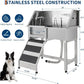 JoyJoy Stainless Steel Dog Washing Station - Dog Bath Tub for Large, Medium, Small Dogs, Pet Grooming Tub with Ramp, Non-Slip Grate, Shower, Soap Box, Faucet, Drain for Home & Outdoor（38"）