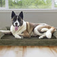 Furhaven Cooling Gel Dog Bed for Large Dogs w/ Removable Bolsters & Washable Cover, For Dogs Up to 95 lbs - Faux Fur & Velvet Sofa - Dark Sage, Jumbo/XL