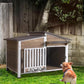 Dog House Outdoor with Bowls Weatherproof Dog Kennel with Anti-Chewing Iron Frame Dog Shelter for Small Medium Dogs(Light Brown)