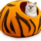 Woolygon Premium Felt Cat Cave Bed – Wool Kitty Beds Handcrafted Kitten Caves Bed for Indoor Cats - Made from 100% Eco-Friendly Merino Wool, Foldable Cat Hidewawy Covered Cat House Pod