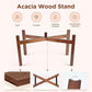 SPUNKYJUNKY Ceramic Dog Bowls Dog Bowl Set with Acacia Wood Stand Raised Dog Bowl Dog Food and Water Bowl for Small Medium Sized Dog (21cm)