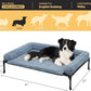 Veehoo Cooling Elevated Dog Bed Add Removable Deluxe Rose Plush Bolster Cushion Mat, 41" x 27" Washable Dog Couch Bed, Raised Pet Cot with Breathable Teslin Mesh, No-Slip Feet, Haze Blue, CWC2439B