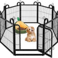 Puppy Playpen 8 Panels Small Dog Fence Outdoor Indoor Use 24" Height Anti-Rust with Doors Portable Dog Play Pen for RV Camping Yard, Total 15FT, 17 Sq.ft, Snowy Black