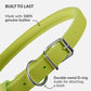 CollarDirect Rolled Leather Dog Collar, Soft Padded Round Puppy Collar, Handmade Genuine Leather Collar Dog Small Large Cat Collars 13 Colors (15-19 Inch, Lime Green Smooth)