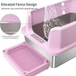 RIZZARI Large Stainless Steel Cat Litter Box: Open Top Leak-Proof Large Cat Pan - Odor Control for Indoor Multi-Cat Homes (Light Pink, 23.8" L*16" W*12" H)