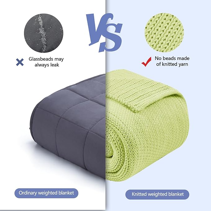 L'AGRATY Knitted Weighted Blanket - 60"x80" 15lbs Cooling Chunky Knit Heavy Blanket for Adults Braided Crochet Throw Thick Cable Yarn Knit Decorative No Beads Evenly Weighted Machine Washable