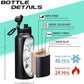 32-40-64OZ Stainless Steel Water Bottle - Black Water Bottle with Straw & Spout Lid, Paracord Handle & Bottle Sleeve, Insulated Vacuum Water Flask Double-Wall Metal Thermo Cup Canteen for Gym School