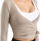 Women Tie Front Shrug Long Sleeve Bolero Cardigan Lightweight Casual Tops